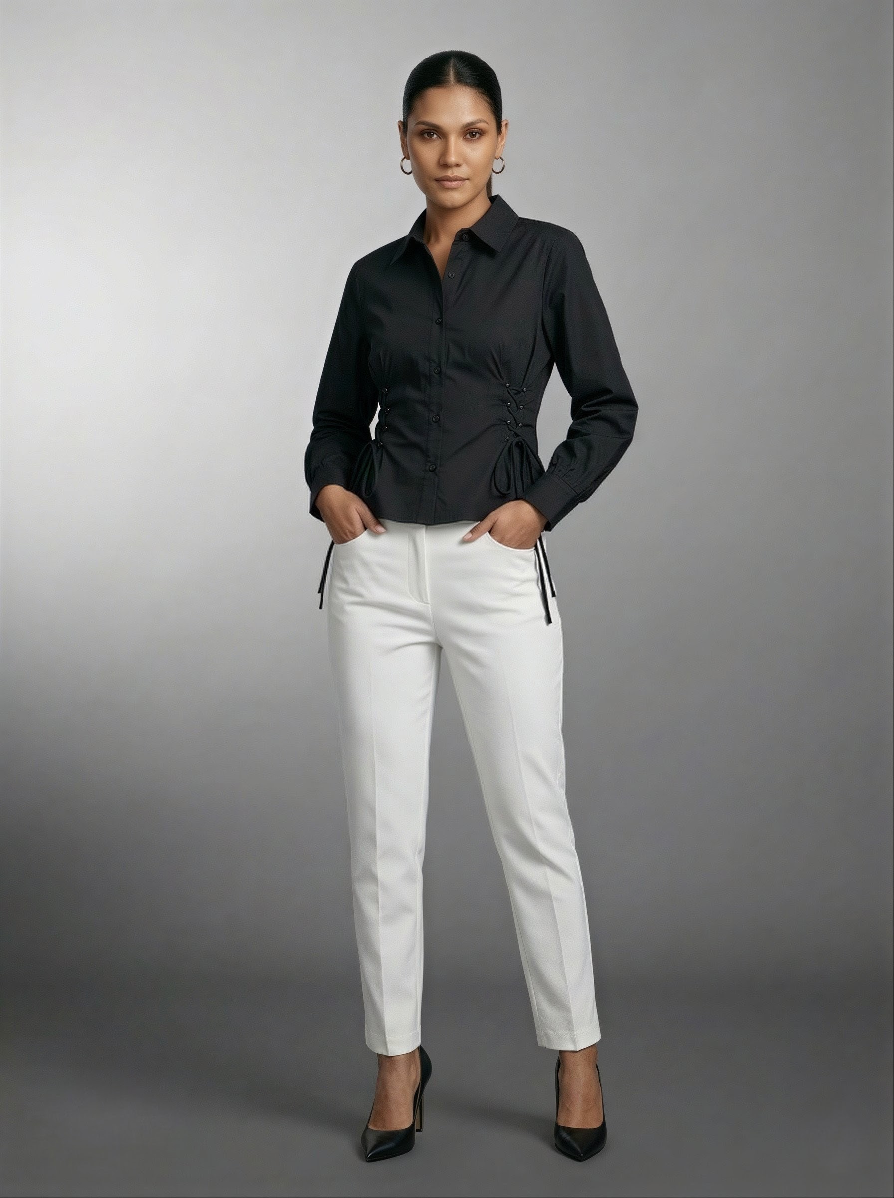 Side Lace Cinch Blouse